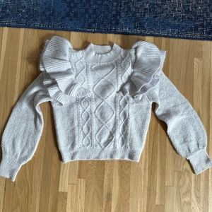 Ruffle cable knit sweater